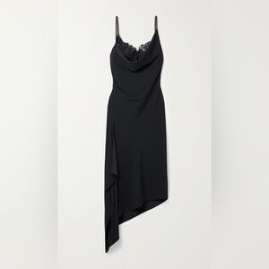 MONSE asymmetrical corded lace-trimmed cutout satin-crepe dress